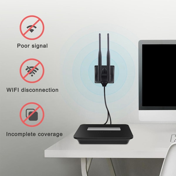 Dubbel Wifi-antenn med Rp-sma-hankontakt 2,4 GHz 5 GHz Dual Band-antenn Magnetisk bas Trådlös router Wifi-adapter