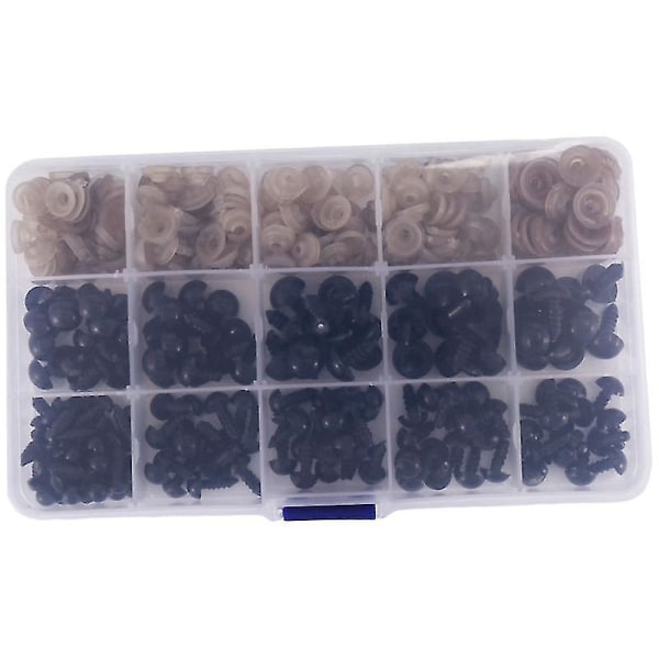 Säkerhetsögon med brickor, 150 st Små dockögon Hantverk Leksaksögon Teddybjörnsögon 6mm/8mm/9mm/10mm/12