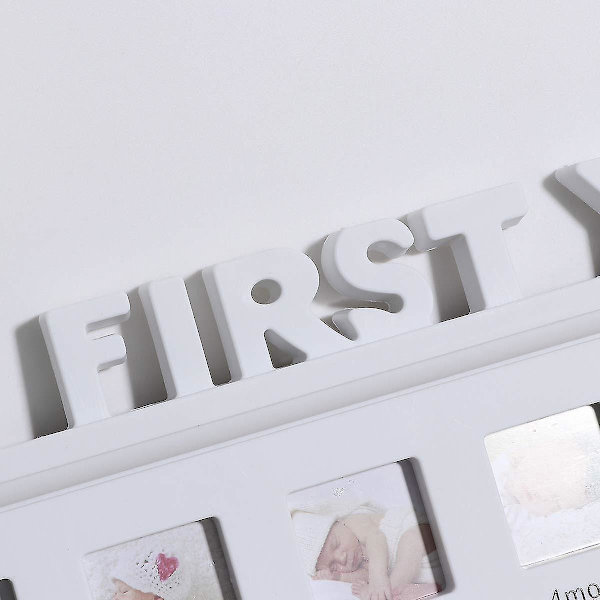 Unik "My First Year" 12 måneders bilderamme for spedbarn, nyfødte, minneverdige fotokollasjer