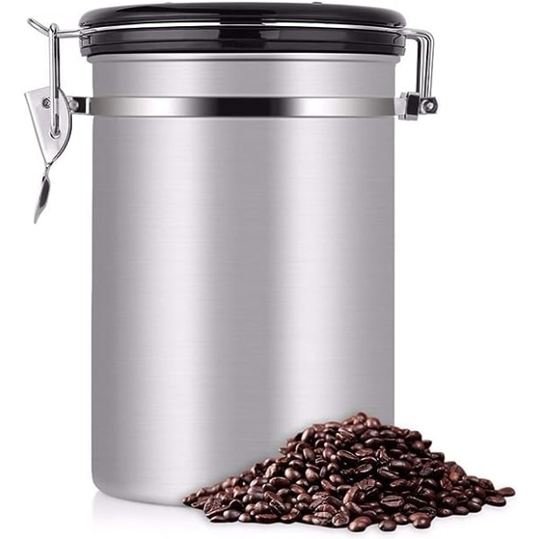 Kaffekrukke Stor Lufttæt Rustfrit Stål Kaffekrukke Te Opbevaringsbeholder Sort Køkken Opbevaringsdåser Krukke Til Kaffe Te (Farve: Rød)