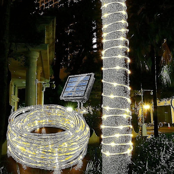 Wabjtam Varmt Hvit Solcelle-Taulys LED Tau Rør 7 meter 50 LED Solcelle-Feelyss