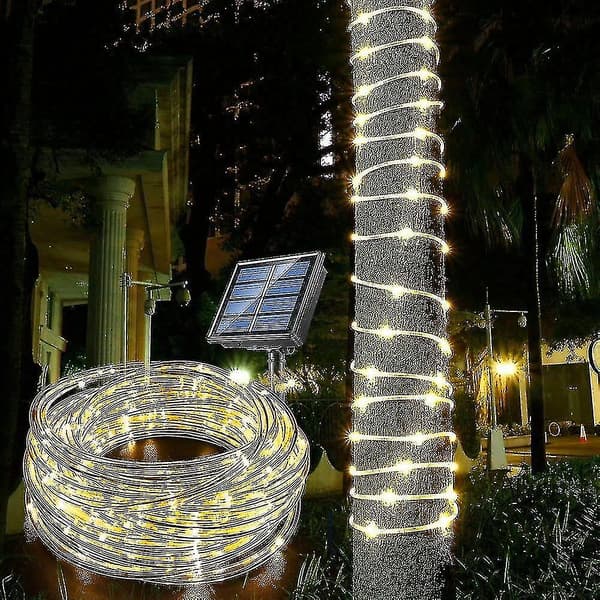 Wabjtam Varmvit Solcellsdriven Repsladdlampa Led Repsrör 7 meter 50led Solcellsdriven Fe String