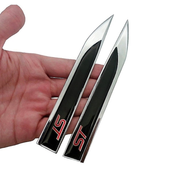 Sølv Krom/Sort Ford St Blades Side Wing Fender Badge Emblem 145mm X 20mm (1 Par)