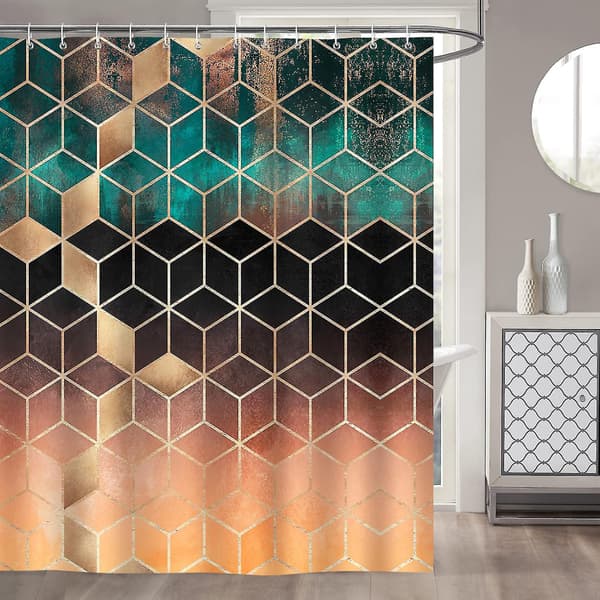 Geometrisk grön marmor duschdraperi 180 x 180 cm duschdraperi polyestertyg mögel