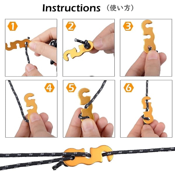 4m Reflekterende Guy Lines Paracord Reb med Spændesystem til Telte, Presenninger og Camping