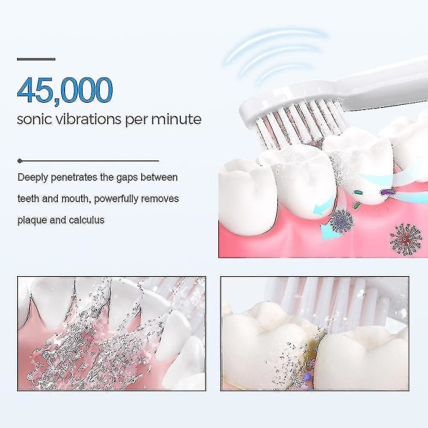 Elektrisk tannbørste med multifunksjonell vibrerende ansiktsrensebørste Usb oppladbar myk børstehvit