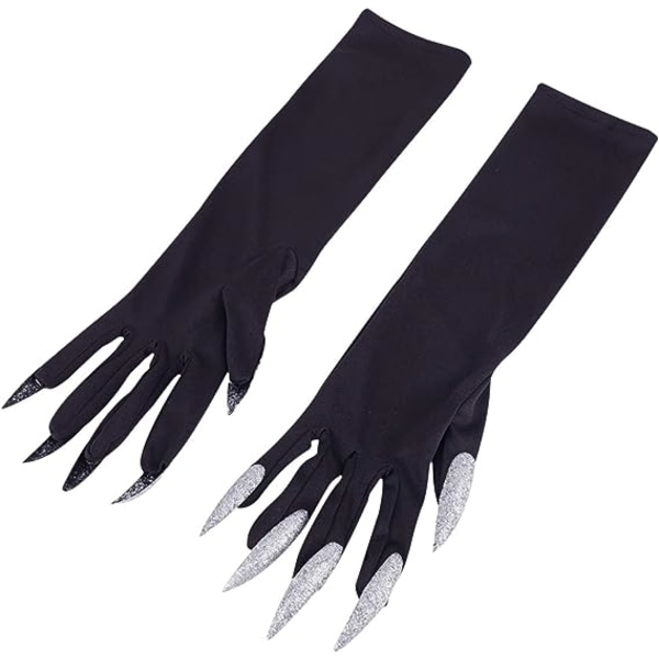 Halloween Kostume Pote Handsker Lange Fingernegle Sorte Fest Handsker Kattekløer Halloween Rekvisit Ulvekløer Handske Cosplay Kostume