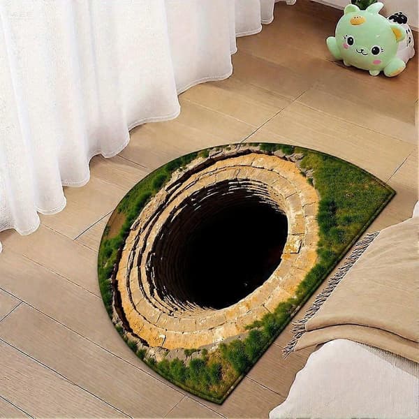 3D Stereoskopisk Illusjon Halvsirkel Gulvmatte Krystallteppe Fløyel W0F6 D 40*60cm