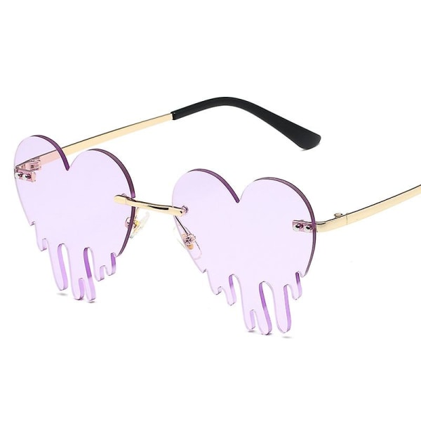 Hjertesolbriller Høytidsbriller, solbriller, morsomme festbriller, gullinnfatningsbriller, lilla