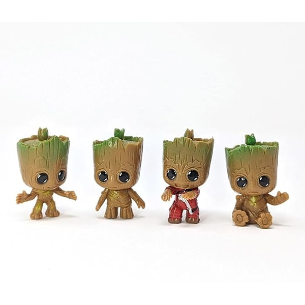 4 kpl/setti Miniatyyri Keijupuutarhan Istuva Groot Hahmo PVC-Patsas Groot Lapsille Koti Auton Koristelahja