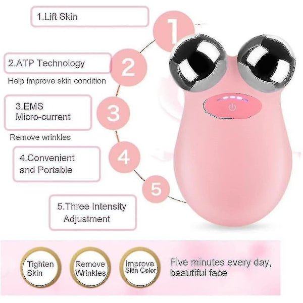 Ansiktsmassagevals, Ansiktslyftmassager, Kroppsmassage (1 styck) Rosa