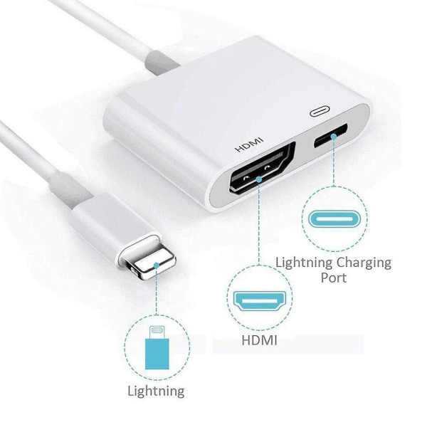 Lightning Til HDMI Digital Tv Av Adapter Kabelledning Til Apple Iphone Ipad 5 6 7 8 Plus X