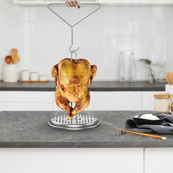 Tyrkiet Stegeholder Rack Glat Overflade Perforeret Tyrkiet Spid Dyb Stege Mad Grade Stegt Kylling Rustfrit Thanksgiving Kylling Stegeholder Rack Til Udendørs