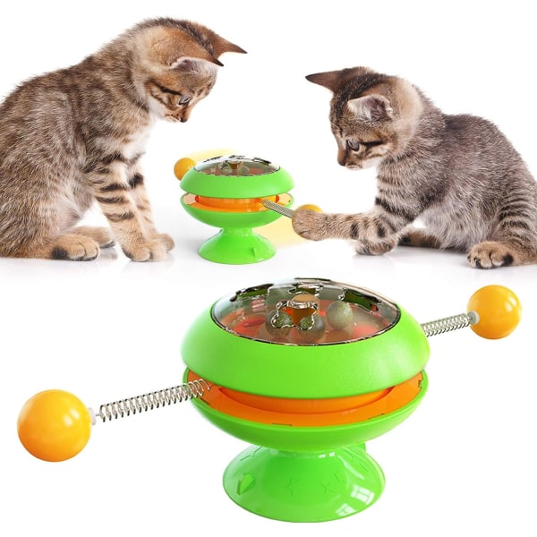 Interaktive kattemynteleker kjæledyrleker katteleke katteleker med spinnende baller Windwill for innendørs katter Dispensering av katteleke Morsomme gyroformede katteleker for K