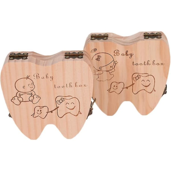 Baby Tænder Opbevaringsæske Træ Tandfe Bokser Børn Børn Tand Opbevaring Holder Organizer Til Børn Baby Shower Fødselsdag Souvenir