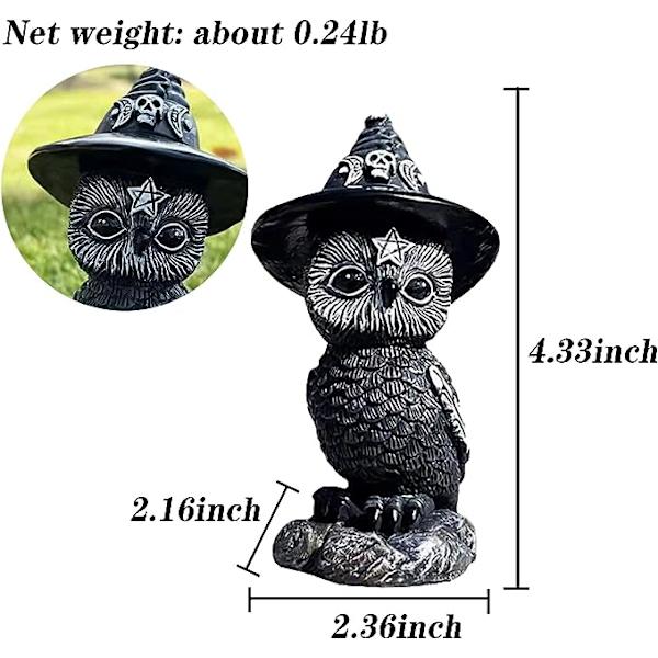 Magisk Ugle Statue Figur, Gyser Mystisk Harpiks Ugle med Heksehat, Dyreskulptur Sjov Have Statue Figur Skulptur til Indendørs Hjem Soveværelse