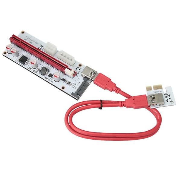 PCI-E PCI Express Riser-kort 1x till 16x USB 3.0 Datakabeladapter SATA till 4Pin IDE Molex 6 pin för Bitcoin Mining A
