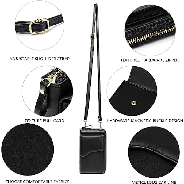 Lille læder skuldertaske, crossbody taske mobiltelefon pung pung let crossbody håndtasker til kvinder