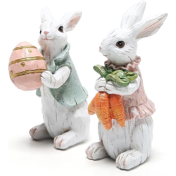 Easter Bunny Decorations Spring Home Decor Bunny Figurines(Easter White Rabbit 2pcs)