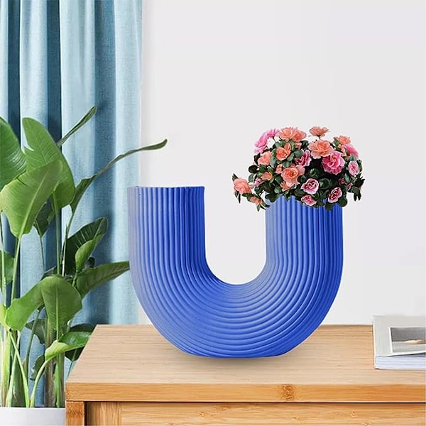 Modern bordsvas konst hantverk planter krukor blomsterarrangemang harts U-formad blomkruka för kontor sovrum trädgård heminredning