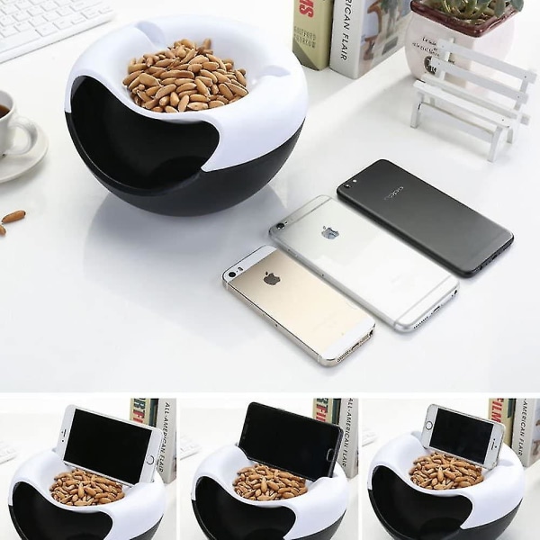 Lazy Round Fruit Bowl, Plastic Removable Double-layer Snack Bowls Bowl With Mobile Phone