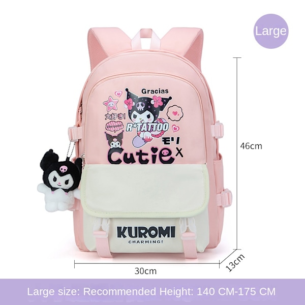 Kuromi co-branded skolesekk jenter ryggsekk for tredje til sjette klasse søte barneskoleelever stor kapasitet ungdomsskoleelever 6120 l 6120 large purple naked bag