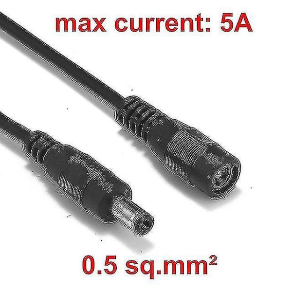 Power 22/20awg 5,5 mm X 2,1 mm förlängningssladd 1m/2m/3m/5m/10m hane till hona DC-kabel för CCTV-säkerhetskameror Led Strip