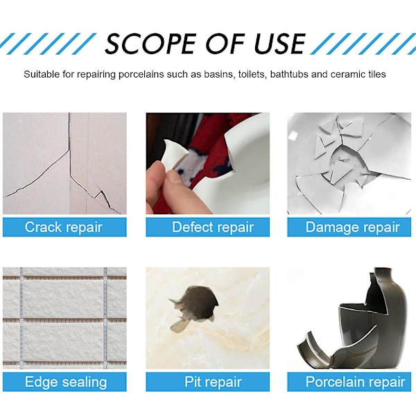 Gereedschap En Huisverbetering Tub Tile and Shower Repair Kit Porcelain Repair Kit for Crack Chip Ceramic Floor