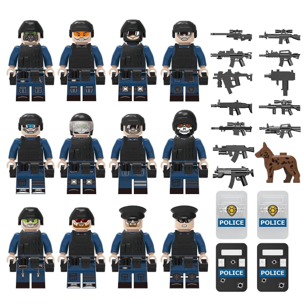 Leksaksbyggstenar polis SWAT Military Army partikelbyggklossar minifigurmodell med vapen