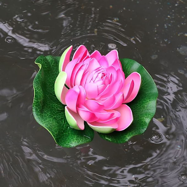 6 stk. Kunstige Flydende Lotusblomster, Kunstige Lotusblomster til Have Damme Pool Dekoration, Mørk Rosa, 7\"