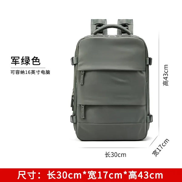 35L Laptop Rejsetaske USB Opladning Multifunktionel Skole Taske Vandtæt Bagage Skuldertasker med Sko Lomme Expandable armygreen