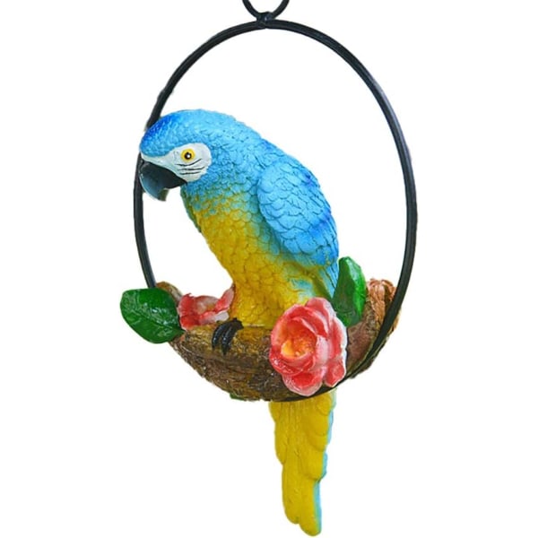 Hagestatue, Dyreskulptur for anheng med papegøye, er din beste innendørs og utendørs harpiksstatue Hageplenhuskunststatue