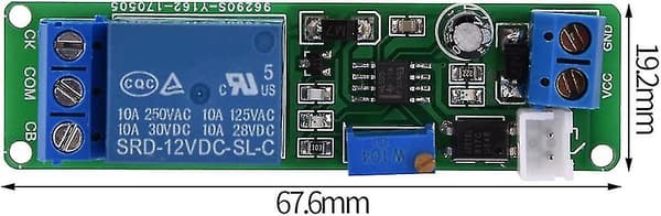 DC 12V Timer-omkopplingsmodul, Högprecisions Justerbar Fördröjningstimer Relämodul, Tidsintervall 1~10 sekunder