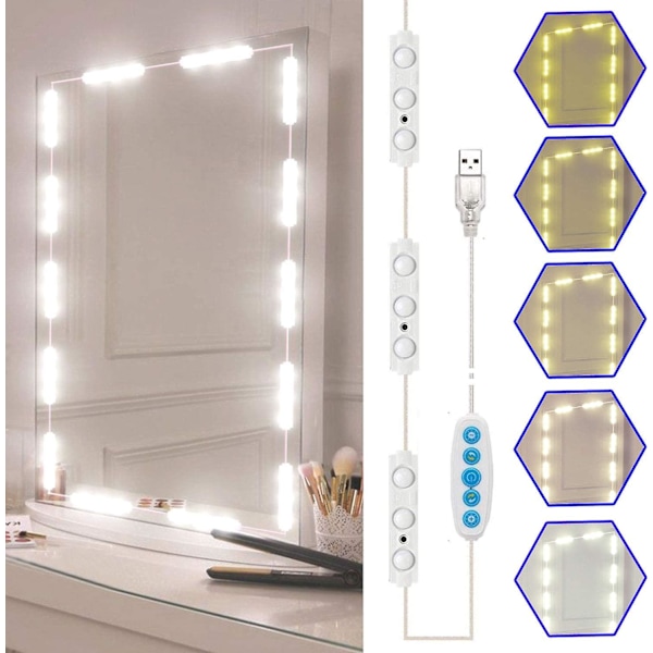 LED-peilivalaisimet, 5 väriä Hollywood-tyyliin, 11ft himmennettävällä värillä ja kirkkausvalaisimella