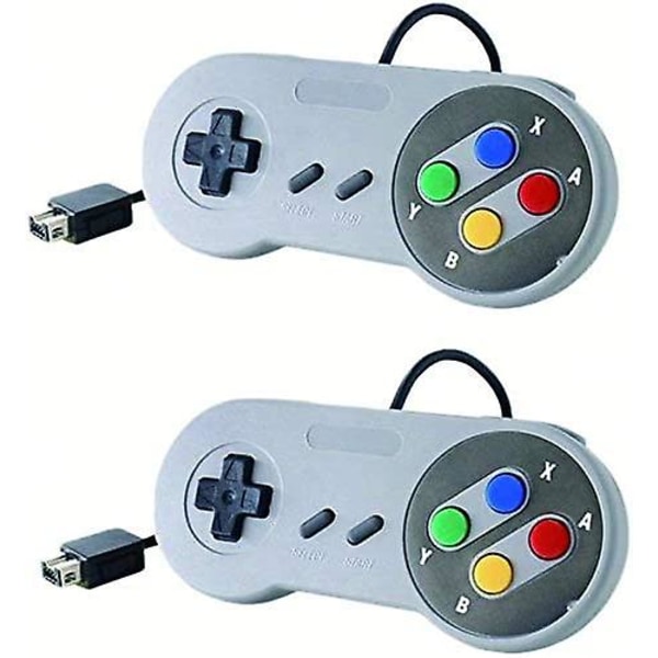 Ersättningskabelansluten handkontroll för New Super Nintendo Nes/snes Classic Edition Mini 2017, Klassisk spelkontroll Joystick Gamepad (2-pack, ej USB)