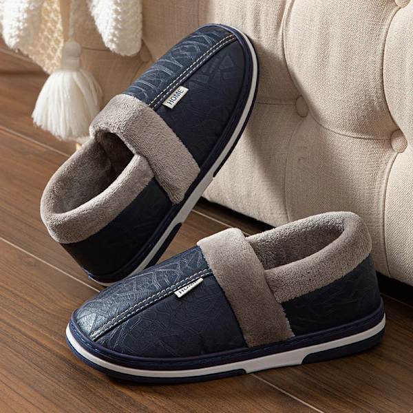 Herr tofflor i konstgjord päls, varma, vattentäta, inomhus, platta flip-flops, sovrumsskor, svarta, storlek 50-51 Red2 42-43