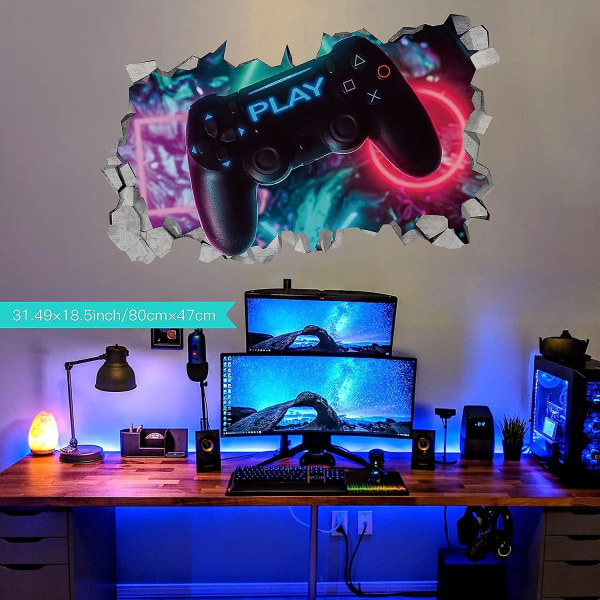 3D Gamer Veggklistremerker, Gamer Poster Veggdekorasjon, Gutt Soverom Veggklistremerke, Moderne Stuedekorasjon Veggklistremerker, Gutt Sovesal Veggklistremerke, Di