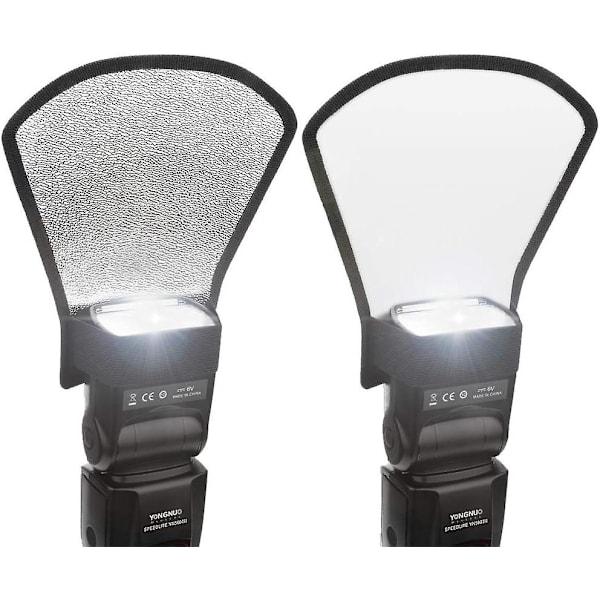 2-pack Flash Diffuser Reflector - 2-sidig Vit/Silver Böjbar Bounce Flash Reflector Kit Med Elastisk Rem För Canon, Nikon, Sony