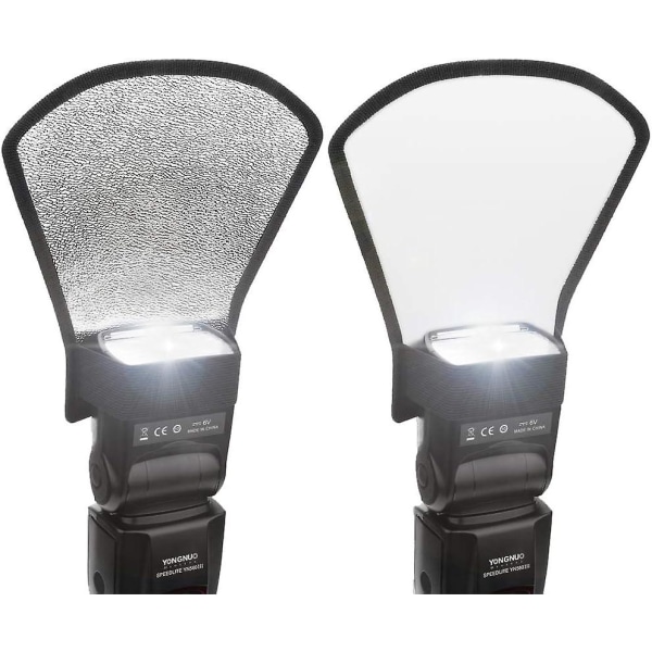 2-pakks Flash Diffuser Reflektor - 2-sidig Hvit/Sølv Bøybar Bounce Flash Reflektorsett Med Elastisk Stropp For Canon, Nikon, Sony