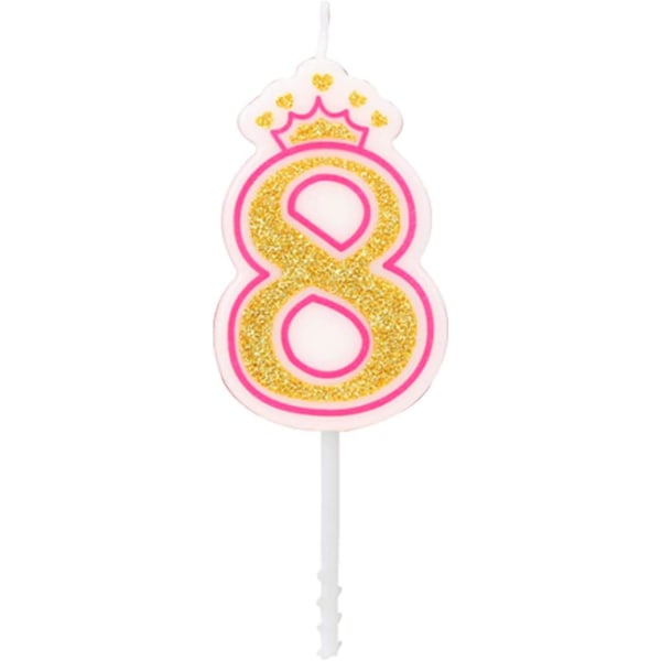 Syntymäpäiväkynttiläkruunu Söpö kakkukynttilän koristelu Numero 0-9 Lapset Onnellinen syntymäpäiväkynttilä (Numero 8)