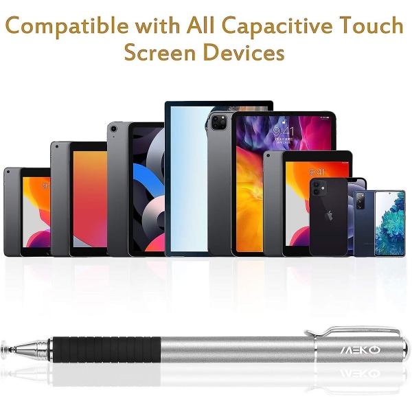 2-i-1 Stylus Precision Disc Styli Touch Screen Pen med 3 udskiftelige spidser til Ipads, Tablets, Iphones, Smartphones, Samsung Gala