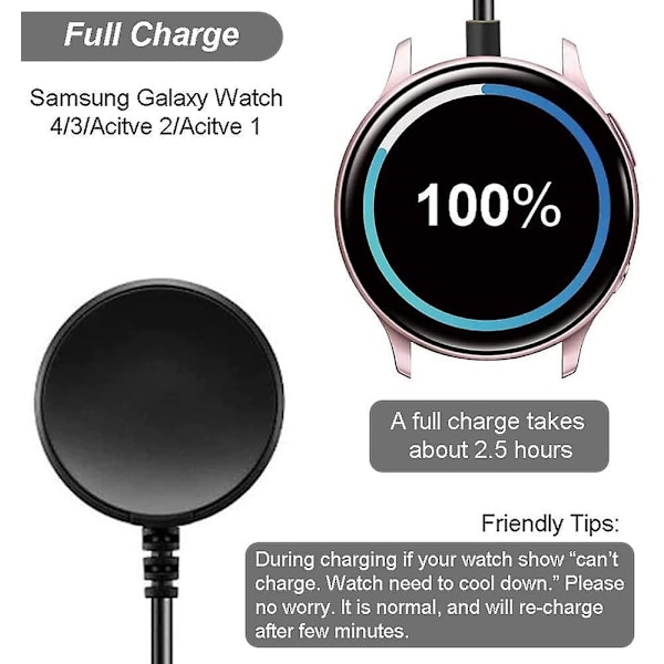Oplader til Samsung Galaxy Watch 4/3 Active 2 Senioroy opladningsdock, sort