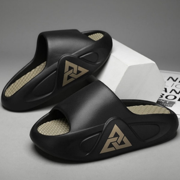 Herresko Fashion Slippers Dusjsko Innendørs Bad Sandaler Komfortable Såle Tykke Sklisikre Sommer black 40-41