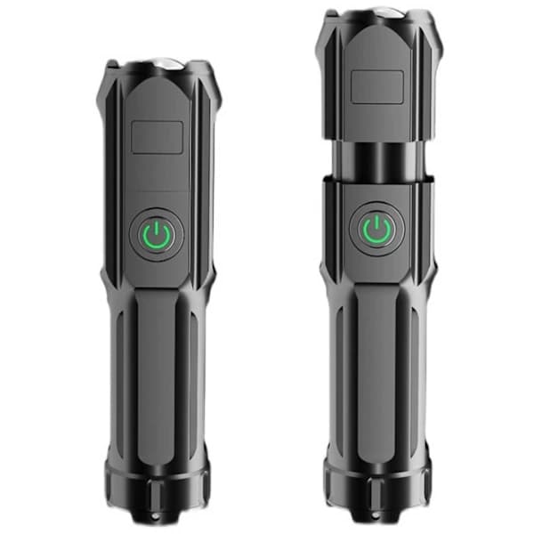 Ladattava LED-taskulamppu XPE Zoom Musta