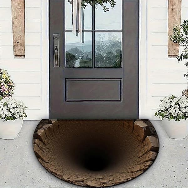 3D Stereoskopisk Illusjon Halvsirkel Gulvmatte Krystallteppe Fløyel W0F6 E 40*60cm