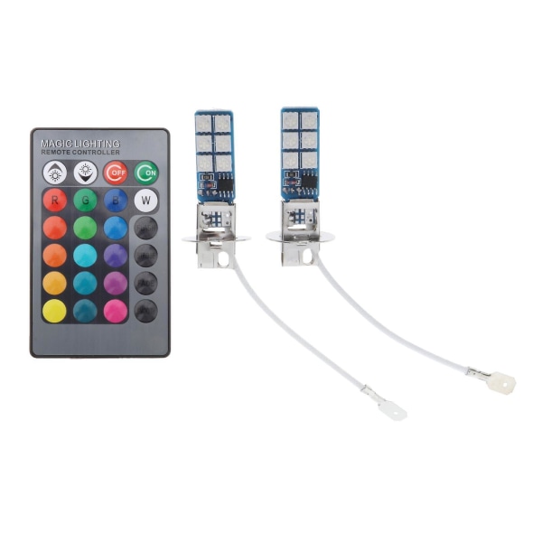 2 stk 880 881 H1 H3 RGB LED Bil Frontlys Tåkelys Pærer H3 Plugg