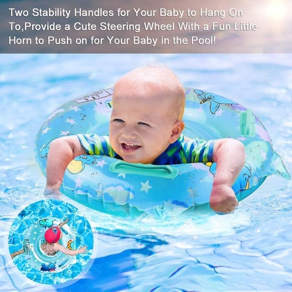 2023 - Babysvømmeflåte, oppblåsbar svømmering med flytesete i 6 måneder-6 år