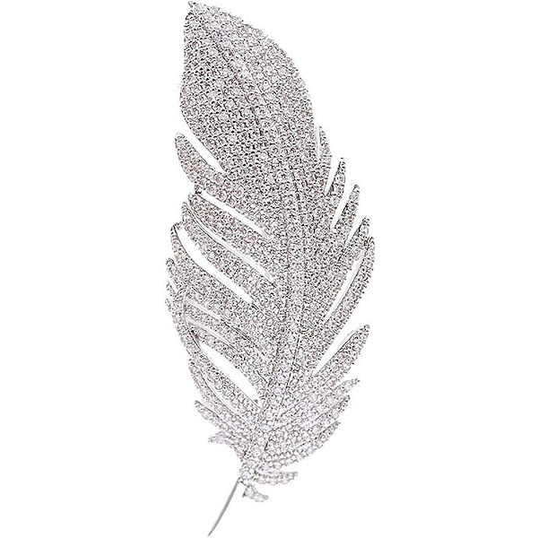 Rihmaustettu Höyhenen Rintaneula Naisille Miehille Muodikkaat Kristalliset Hienovaraiset Lehti Rintaneulat Rintamerkit Elegantti Pukeutumistarvikkeet Korut Boutonniere Corsage
