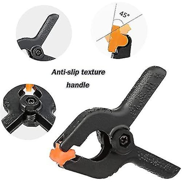 4 kpl Nylon-jousipuristimia, leveä puristimaluokka, maksimi avaus 75 mm, studioille