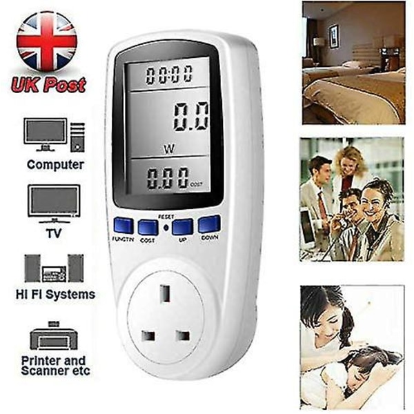 Elförbrukningsmonitor, Elförbrukningsmätare Energiförbrukningsmonitor Timer Plug Watt Kwh Analysator Plug-in Med Lcd-Displa